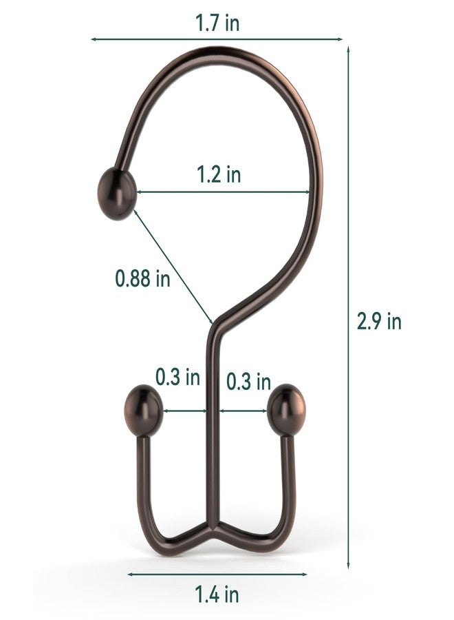 Goowin Shower Curtain Hooks, 12 Pcs Shower Curtain Rings, Durable Shower Curtain Rings Rust Proof, Double Glide Shower Rings for Curtain, Simple Shower Hooks for Shower Curtain & Liner, Bronze - Image 4
