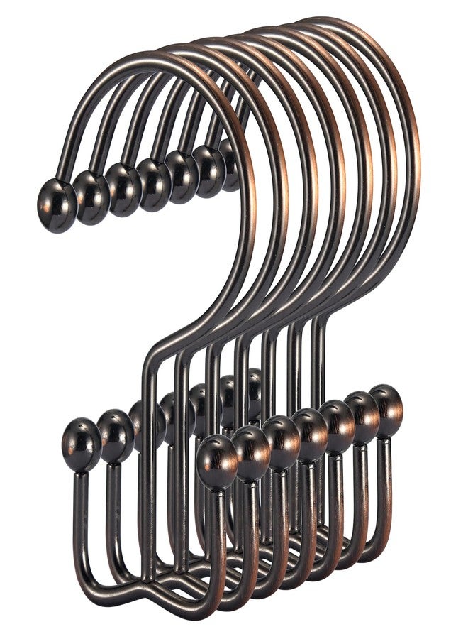 Goowin Shower Curtain Hooks, 12 Pcs Shower Curtain Rings, Durable Shower Curtain Rings Rust Proof, Double Glide Shower Rings for Curtain, Simple Shower Hooks for Shower Curtain & Liner, Bronze - Image 1
