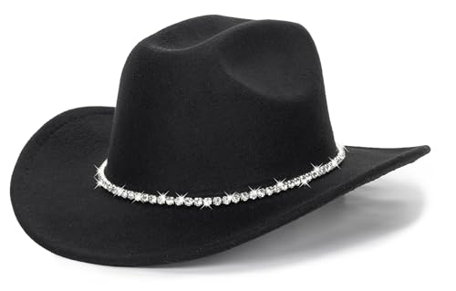 CXQRR Glitter Silver Black Cowboy Hats for Women - Western Sparkly Rhinestone Cowgirl Hat for Ladies - Image 1