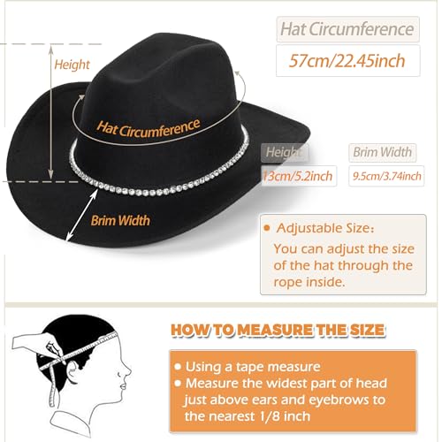 CXQRR Glitter Silver Black Cowboy Hats for Women - Western Sparkly Rhinestone Cowgirl Hat for Ladies - Image 5