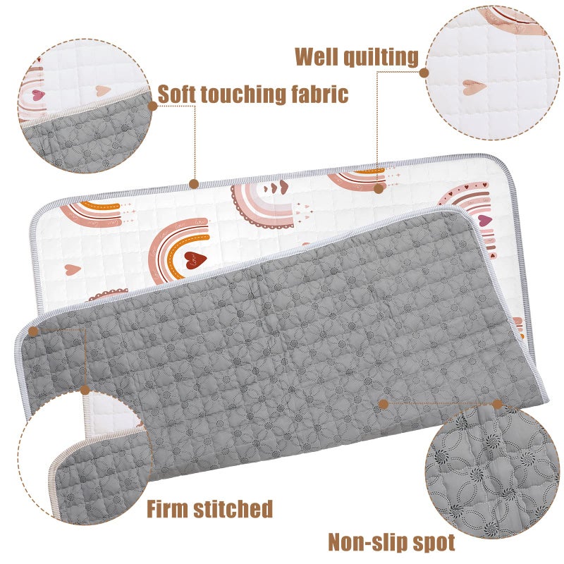 Funtery 43 x 43 Inch Boho Baby Play Mat Portable Crawling Washable Foldable Tummy Time Non Slip Baby Floor Large Playpen Mat for Infants Toddlers Floor Playpen Activity(Boho Rainbow) - Image 4