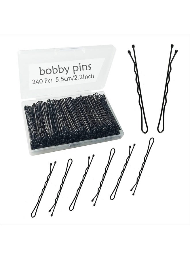 YINGFENG 240 Pcs 2.2 Inch Black Bobby Pins, Set of Hairpins with Box, Premium Hair Pins for Kids, Girls and Women, Great for All Hair Types - Image 1