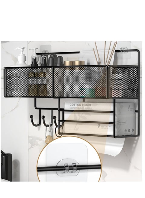Multifunctional Storage Rack Wall Mounted Non Perforated Storage Rack, Cosmetics Storage Rack, Paper Towel Rack