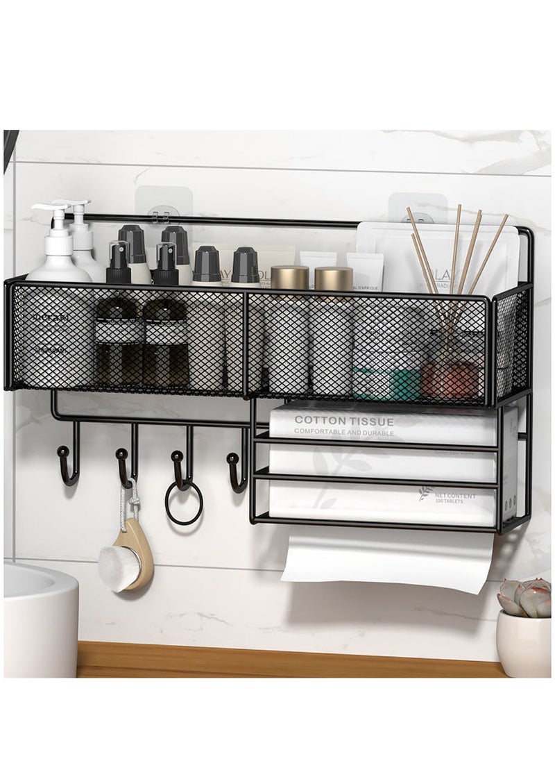 Multifunctional Storage Rack Wall Mounted Non Perforated Storage Rack, Cosmetics Storage Rack, Paper Towel Rack