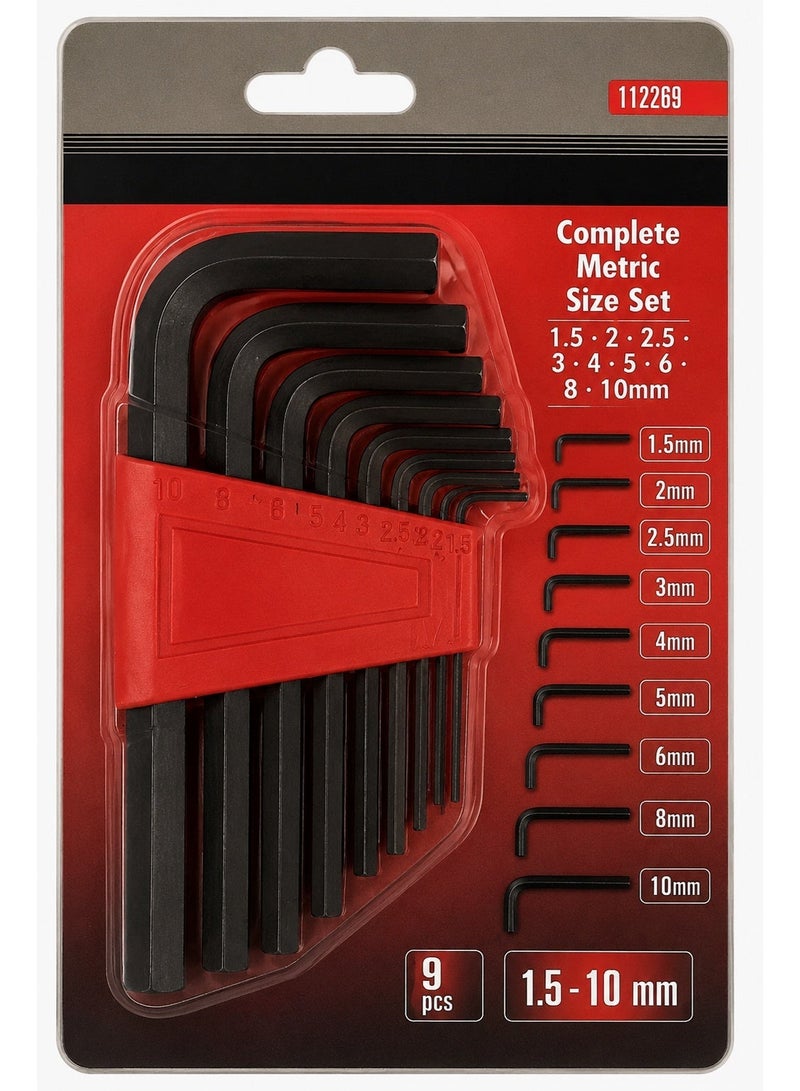 9-Piece Metric Long Arm Hex Key Set, 1.5–10mm L-Shaped Allen Wrench Kit, Chrome Vanadium Steel Hexagon Keys with Storage Holder for Bicycle, Furniture, Automotive and DIY Repair - Image 4