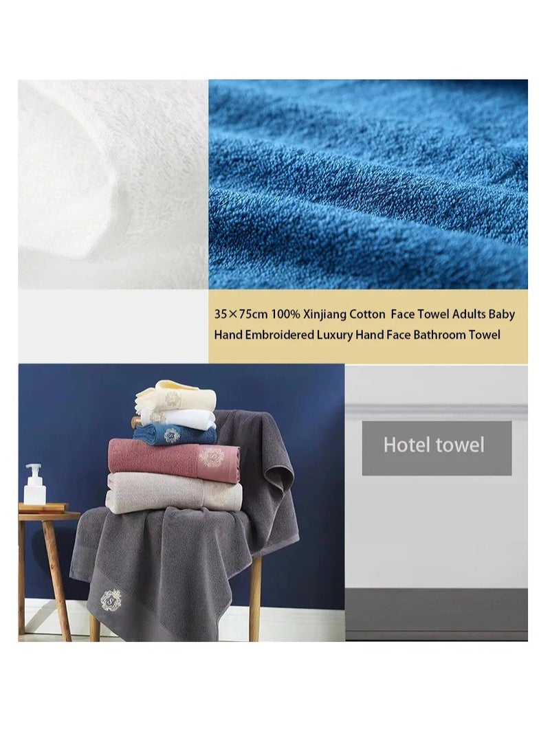3 pieces set. 2 piece 35*75cm , 1 piece 75*140cm 100% Cotton Face Towel Adults Baby Hand Embroidered Luxury Hand Face Bathroom Towel - Image 2
