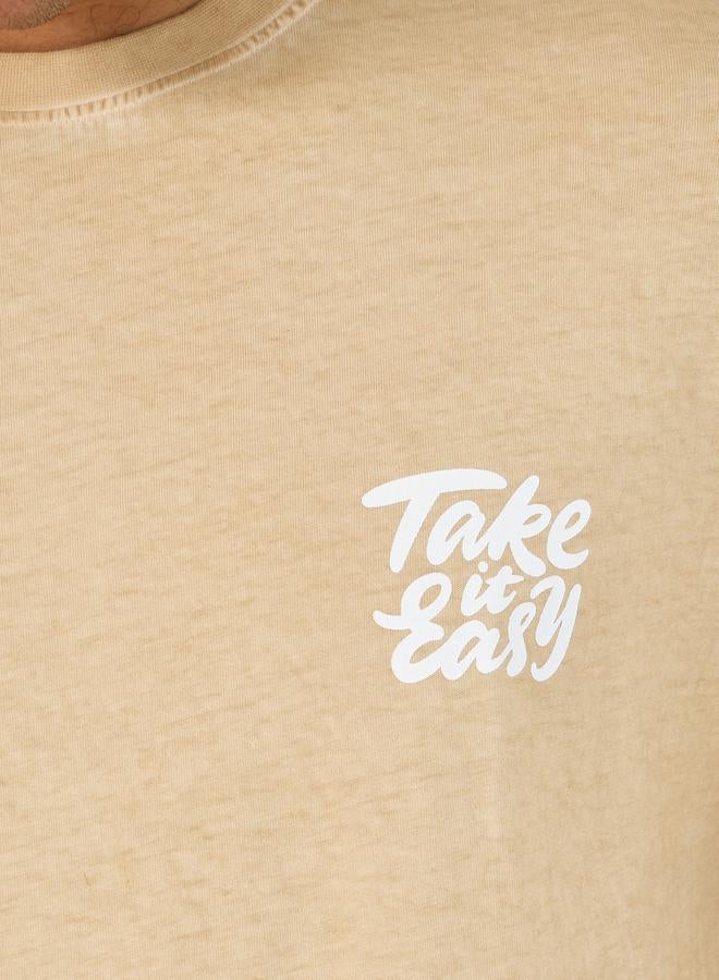 Styli Oversized Acid Washed Take It Easy Chest Print T-shirt - Image 3