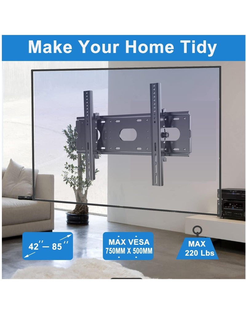 Heavy-Duty TV Wall Mount Bracket - Fits 42-80 Inch Flat & Curved Screens, VESA up to 750x500mm, Supports 220 lbs, Compatible with 16", 18", 24" Studs - Image 3