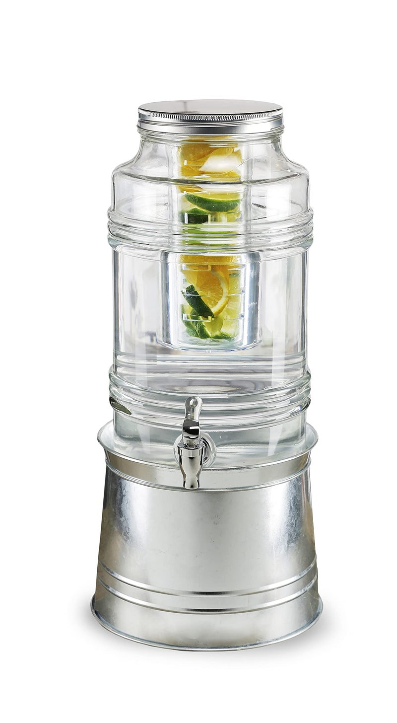 Style Setter Glass Drink Dispenser for Parties - 2.4 Gallon Large Capacity Beverage Dispenser - Easy Assembling with Leakproof Spigot - Fruit Infuser for Best Taste - Galvanized Base Water Dispenser - Image 4