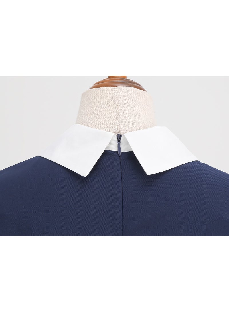 Shougu Shirt Collar Bow Retro Big Swing Dress  - Image 4