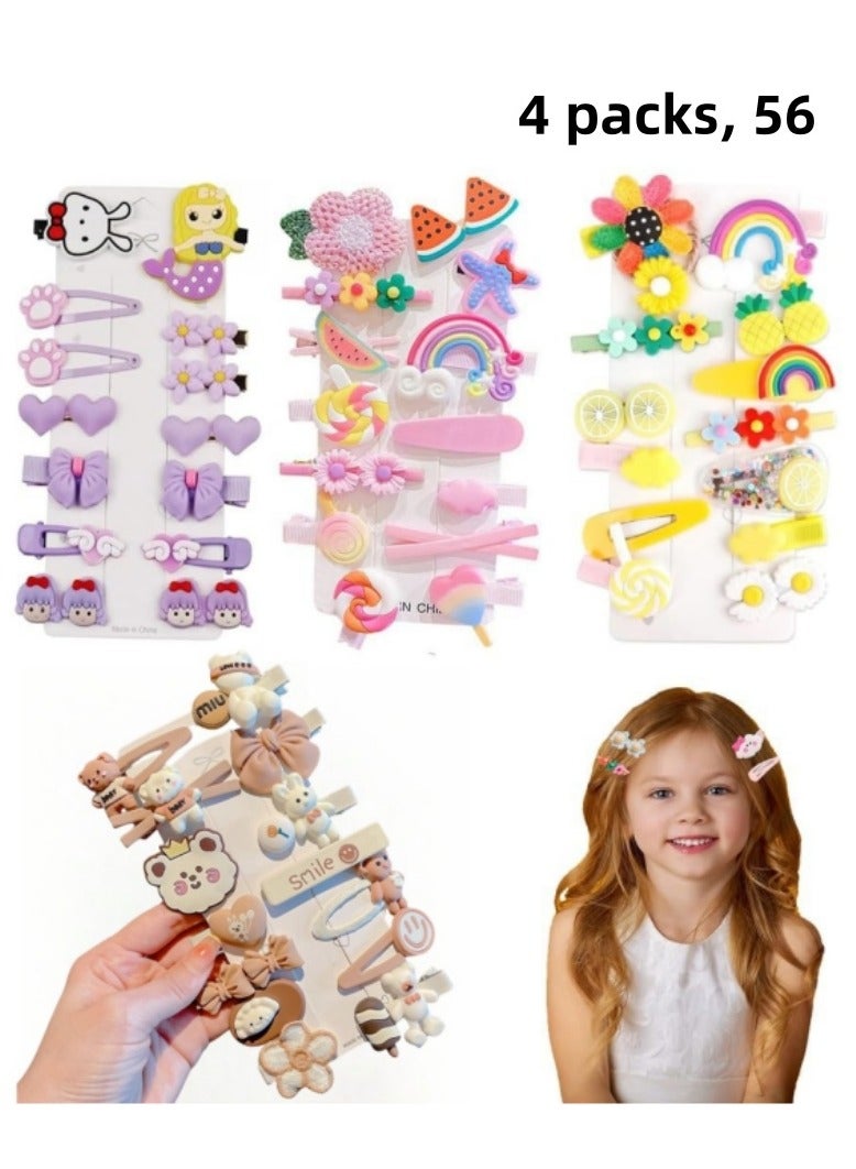 Generic Baby Hair Clips, Hair Pin, Barrettes for Girls, Toddler Girls Hair Accessories, Kids Hair Clips for Styling, Flower Rainbow Candy Fruits Butterfly Cute Hair Clips for Girls 56 Pieces  - Image 1