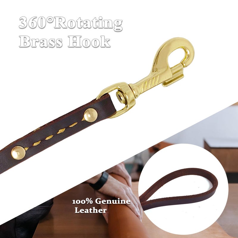 leadfar Leather Dog Leash 6 ft x 1/2 inch Heavy Duty Genuine Leather Dog Training Leash Soft and Strong Leather Leash for Small and Medium Dogs Brown - Image 4