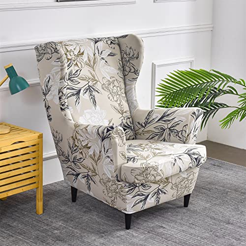 KRFOONN Wingback Chair Covers Slipcovers 2 Piece Stretch Wing Chair Covers Spandex Slipcovers Wingback Sofa Covers Armchair Covers NonSlip Furniture Protector for Living Room Wingback Chairs 51 - Image 3