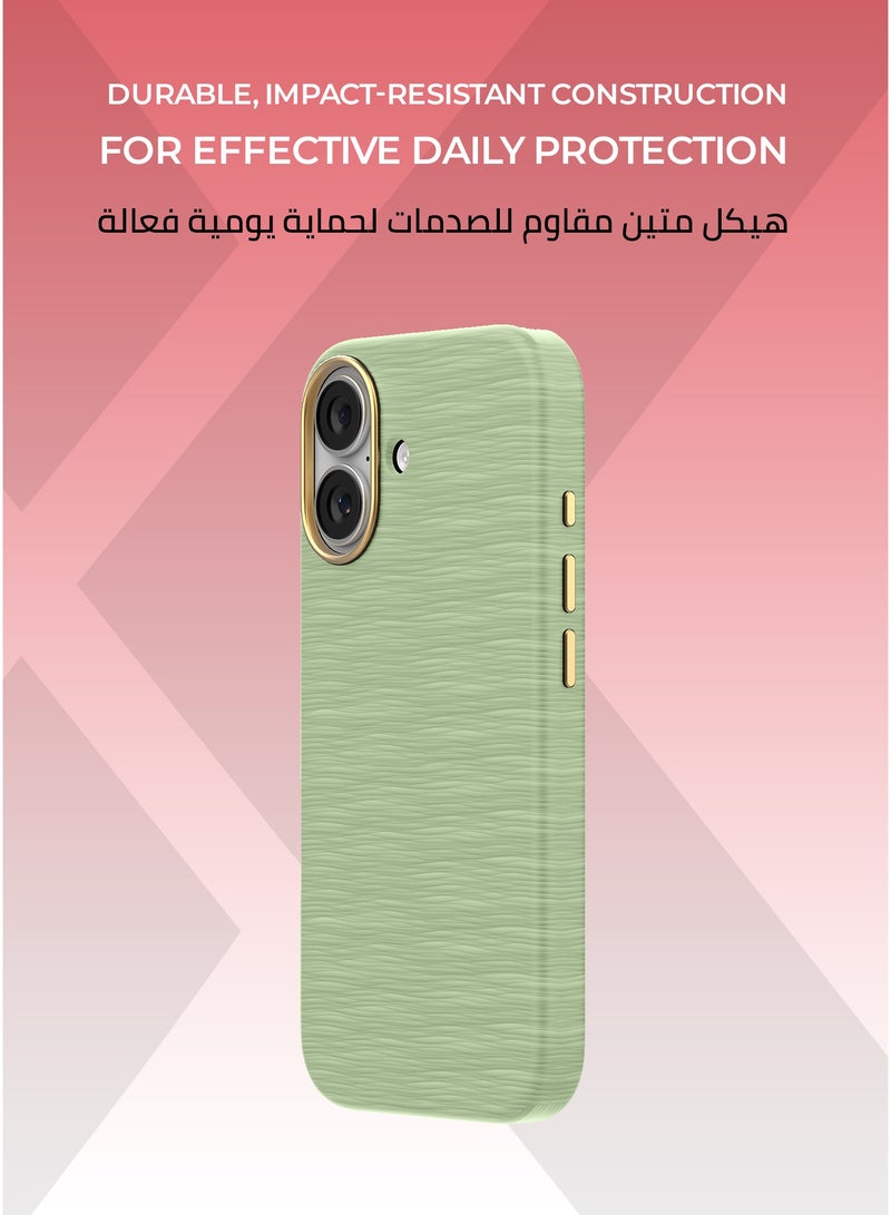 زوندا كفر فيلفت ايدج  ايفون 17 ماج سيف لون اخضر فاتح - تغطية كاملة للحواف لحماية متكاملة ، بطانة داخلية من الألياف الدقيقة لحماية من الخدوش ، مقاوم للصدمات، متوافق مع ملحقات MagSafe. - Image 3
