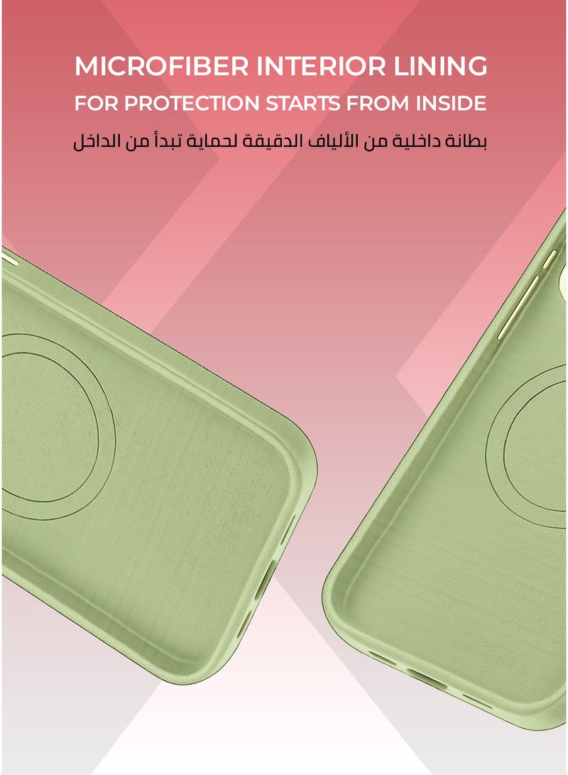 زوندا كفر فيلفت ايدج  ايفون 17 ماج سيف لون اخضر فاتح - تغطية كاملة للحواف لحماية متكاملة ، بطانة داخلية من الألياف الدقيقة لحماية من الخدوش ، مقاوم للصدمات، متوافق مع ملحقات MagSafe. - Image 5