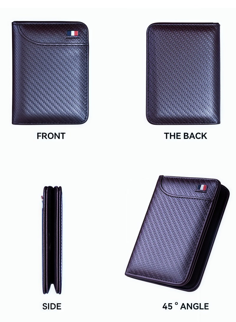 Men's wallet, carbon fiber texture wallet, simple design, card slots and money clip, durable, multi-card capacity  - Image 4