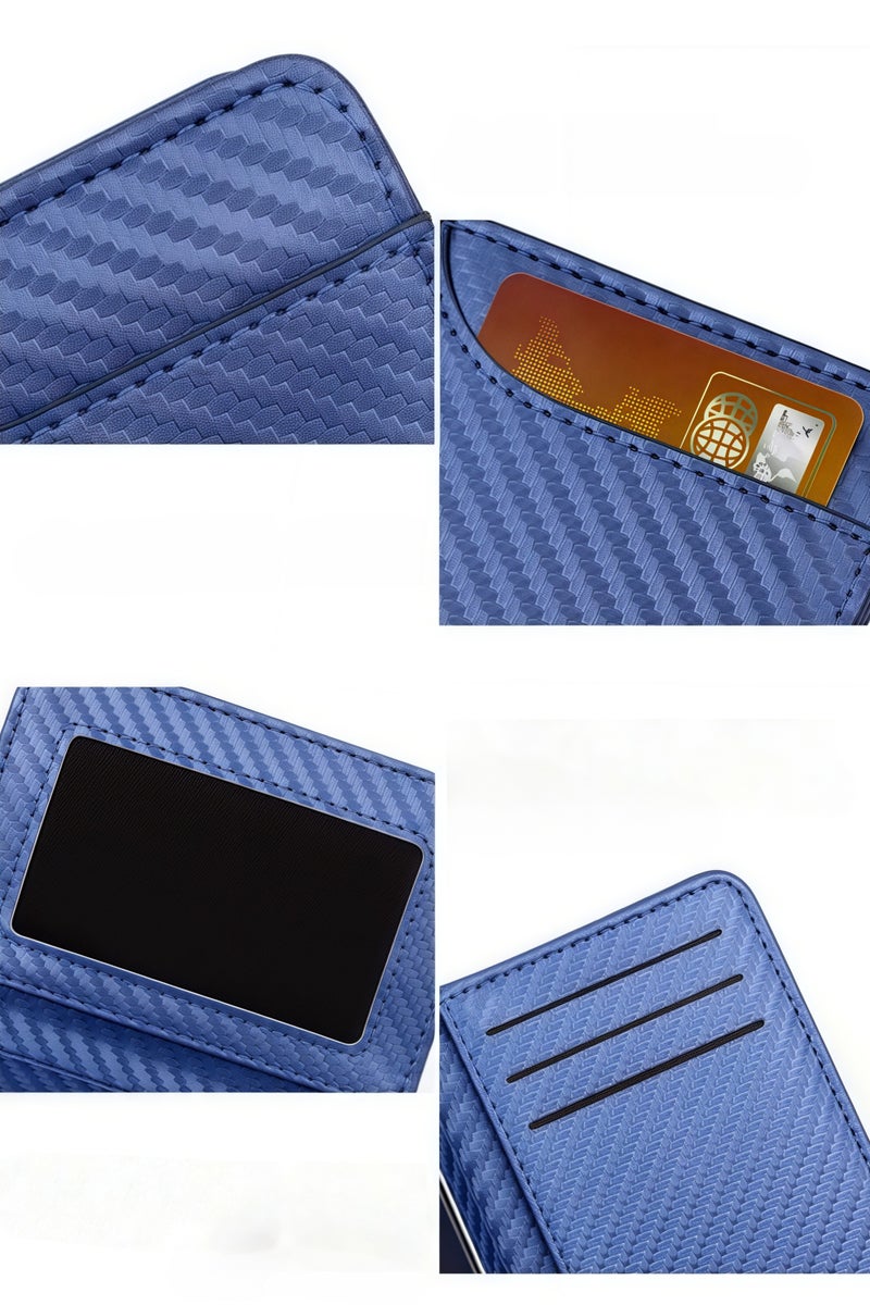 Men's wallet, carbon fiber texture wallet, simple design, card slots and money clip, durable, multi-card capacity  - Image 3