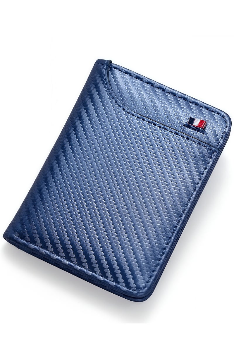 Men's wallet, carbon fiber texture wallet, simple design, card slots and money clip, durable, multi-card capacity  - Image 1