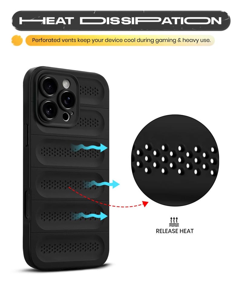 WOW IMAGINE Ultimate Silicone Back Cover Case for Mi Redmi A3 | Redmi A3X | Poco C61 | Heat Dissipation Thin Soft TPU | 360° Camera Protection | Breathable Cooling Holes – Pitch Black - Image 3