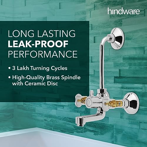 Hindware Lyra F920035CP Brass Wall Mixer for Bathroom with L-Bend (Chrome Finish) - Image 4
