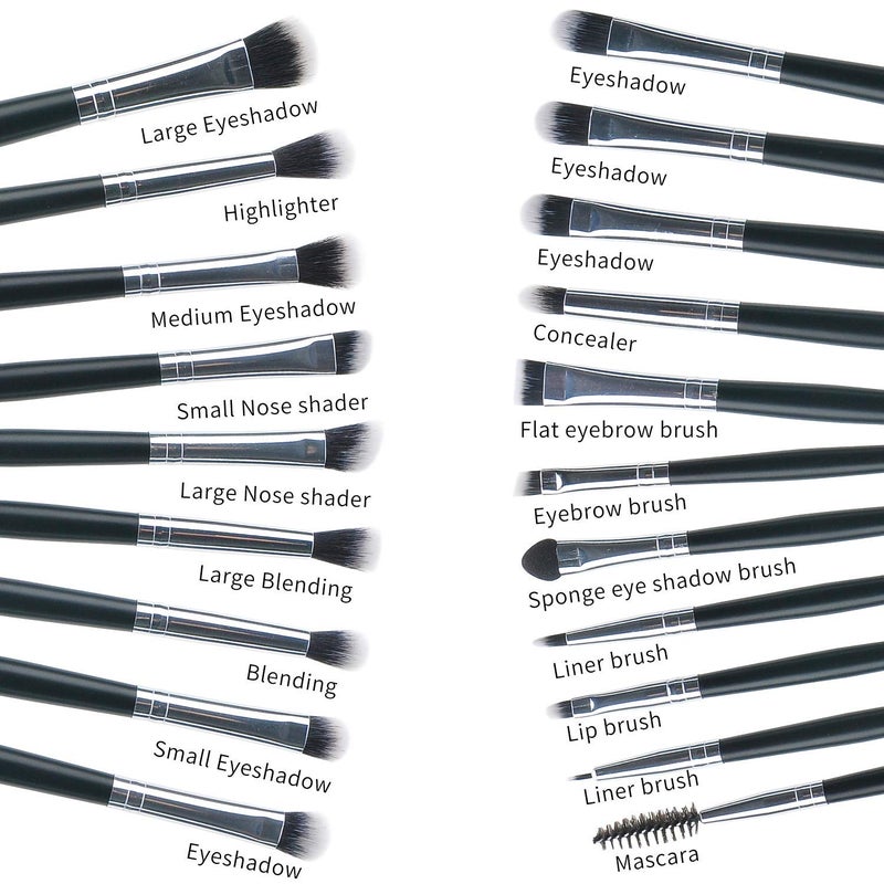 MSQ Eyeshadow Brushes Set 20pcs Makeup Eye Brushes Eyeshadow Blending Brush Eyebrow Eyeliner Lip Brush Beauty Brushes-Black - Image 2
