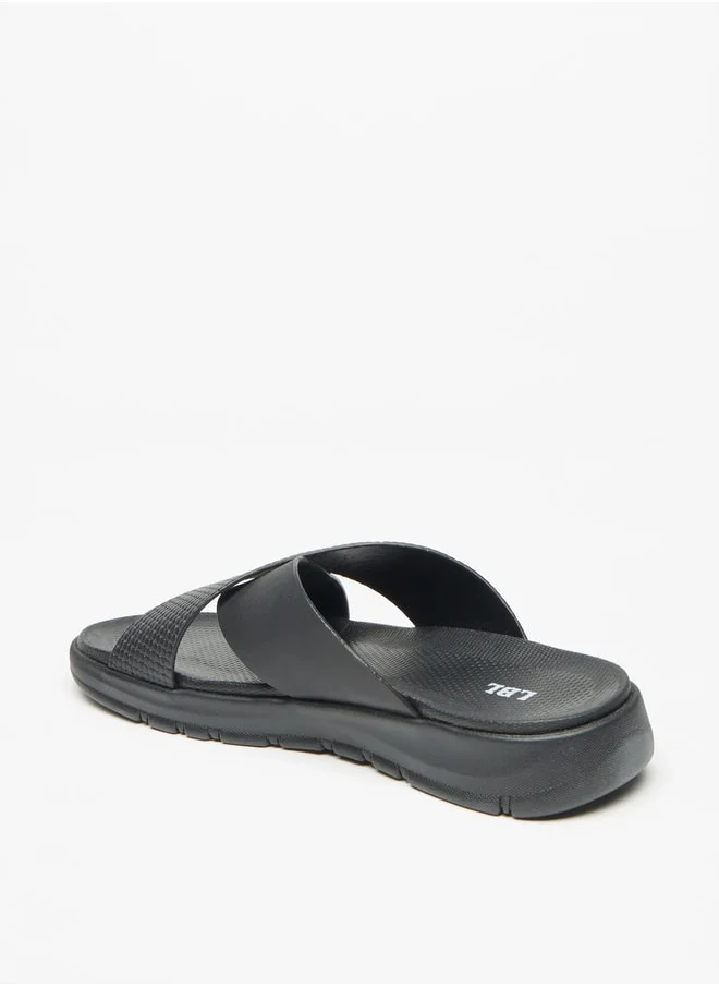 ل ب ل Men's Textured Slip-On Cross Strap Sandals
