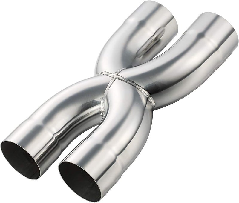 LCGP Universal 2.5" In/Out Crossover X Pipe 12" Length Stainless Steel Exhaust Pipe - Image 1