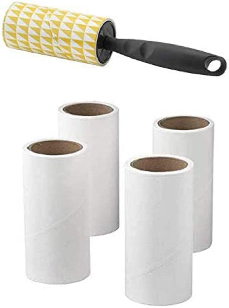 Sticky Lint Roller, Pet Hair Roller, Dog & Cat Hair Remover Kit, Lint Brush for Clothes, Carpet, Car Seats, Dust, Dogs, Durable Handle (1Handle+4Refills) - Image 1