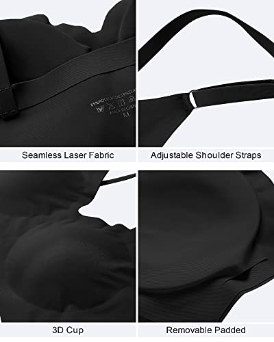 DEANGELMON 3 Pieces V Neck Bra Padded Seamless Adjustable Straps Bralettes Everyday Basic Sleeping Bras (3P2,L) - Image 5