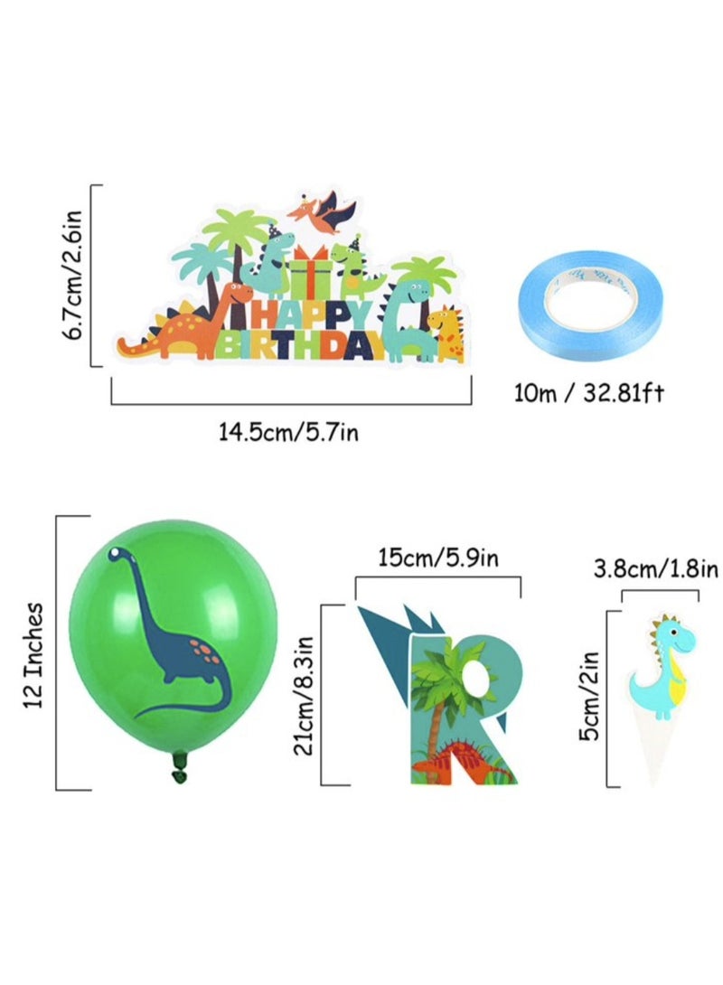 Daytoyz 51-Piece Dinosaur-Themed Birthday Party Supplies Set for Boys & Girls - Includes Balloons, Banner, Cake Topper & Cupcake Toppers, Perfect for 3rd Birthday Parties - Image 4