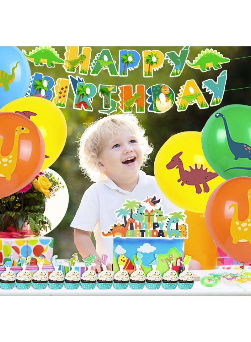 Daytoyz 51-Piece Dinosaur-Themed Birthday Party Supplies Set for Boys & Girls - Includes Balloons, Banner, Cake Topper & Cupcake Toppers, Perfect for 3rd Birthday Parties - Image 3