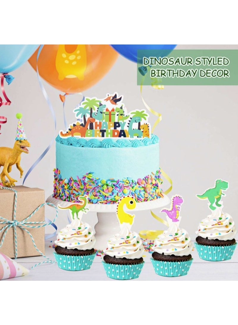 Daytoyz 51-Piece Dinosaur-Themed Birthday Party Supplies Set for Boys & Girls - Includes Balloons, Banner, Cake Topper & Cupcake Toppers, Perfect for 3rd Birthday Parties - Image 5
