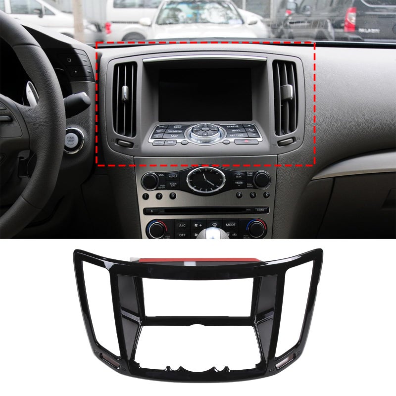 Car Center Console Air Outlet Navigation Panel Trim Cover Compatible with Infiniti G37 20072013 Dashboard Multimedia Navigation GPS Panel Trim Cover Accessories Gloss Black