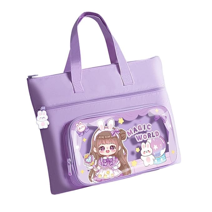Funspark حقيبة حمل قماشية، متعددة الأغراض للتسوق، حقيبة توت، خضار، غداء، سفر مع حزام مقبض وقفل سحاب، حقيبة مقاومة للماء قابلة لإعادة الاستخدام - Image 1