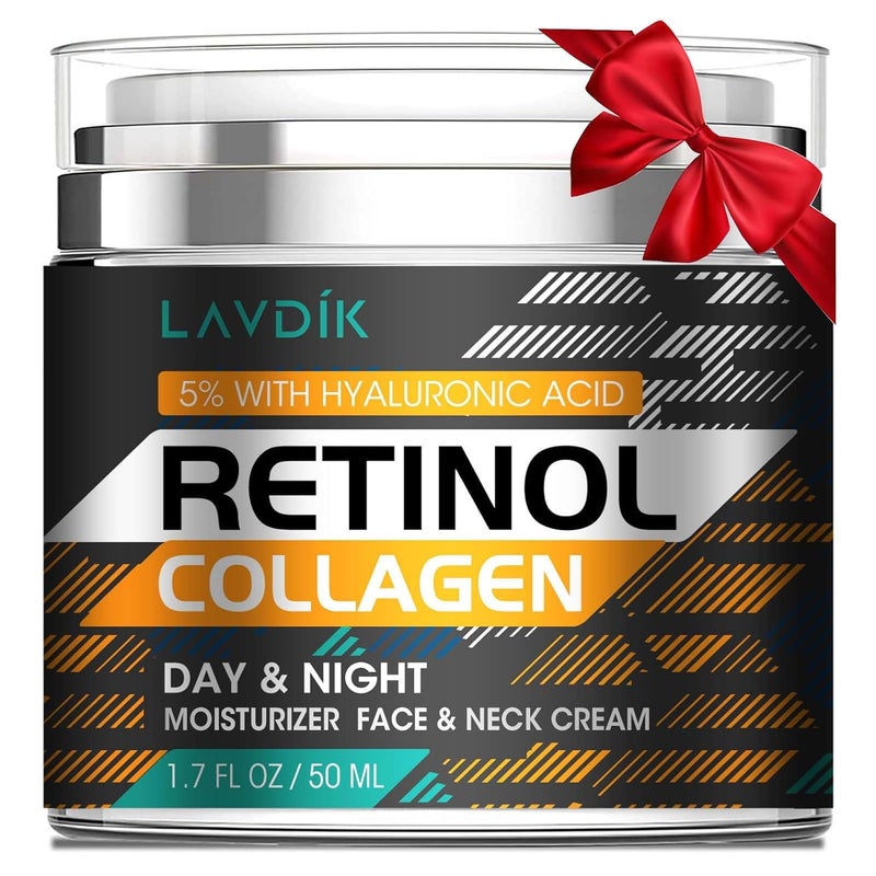 Retinol Cream for Face with Hyaluronic Acid Moisturizer Anti Aging Collagen Cream for Women and Men Reduce Wrinkles Fine Lines Day and Night17 Fl Oz