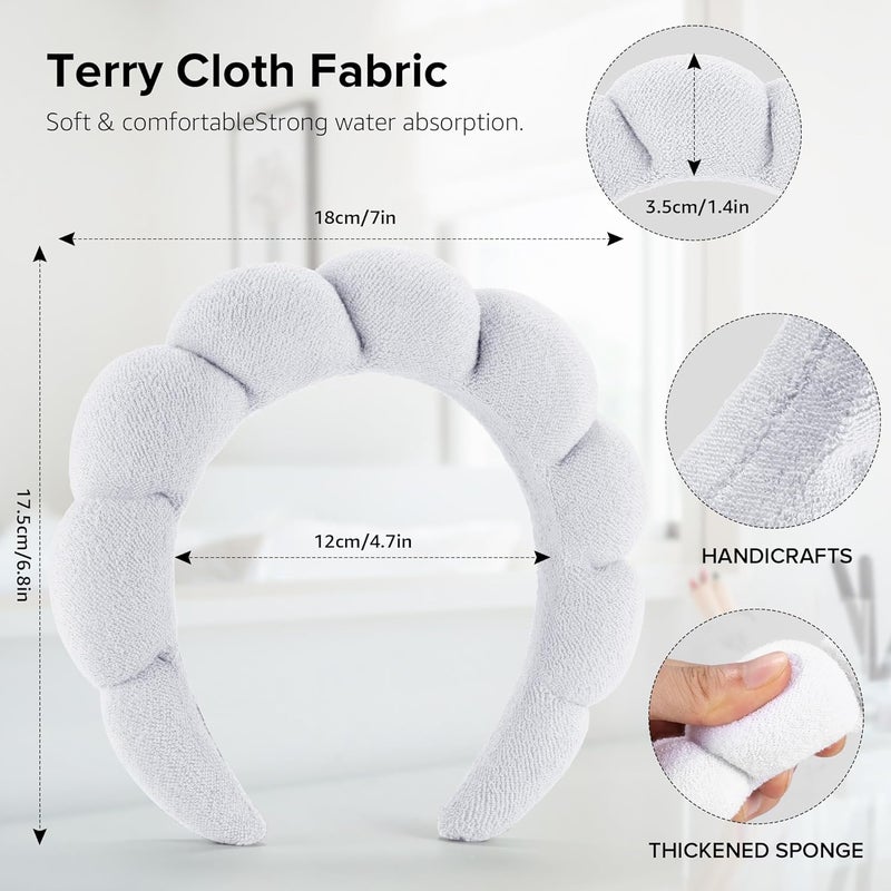 Ztomine Store Spa Headbands, Set of 2 - Terry Cloth Headband for Washing Face or Facial, Puffy Makeup Headbands for Face Washing, Mask, Skin Treatment - 1 White & 1 Black - Image 5
