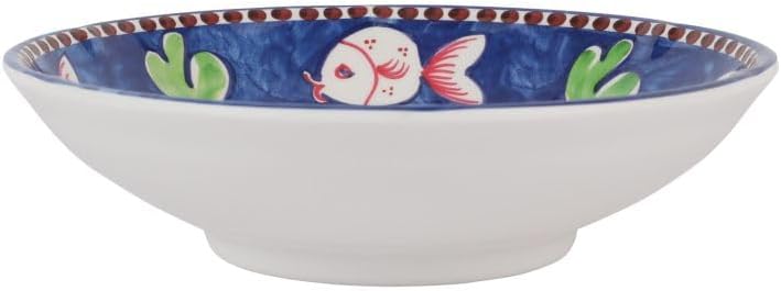 Vietri Vietri Melamine Campagna Pesce Pasta Bowl Lightweight Unbreakable Plastic Soup Salad Spaghetti Server  875 Inch Blue - Image 1