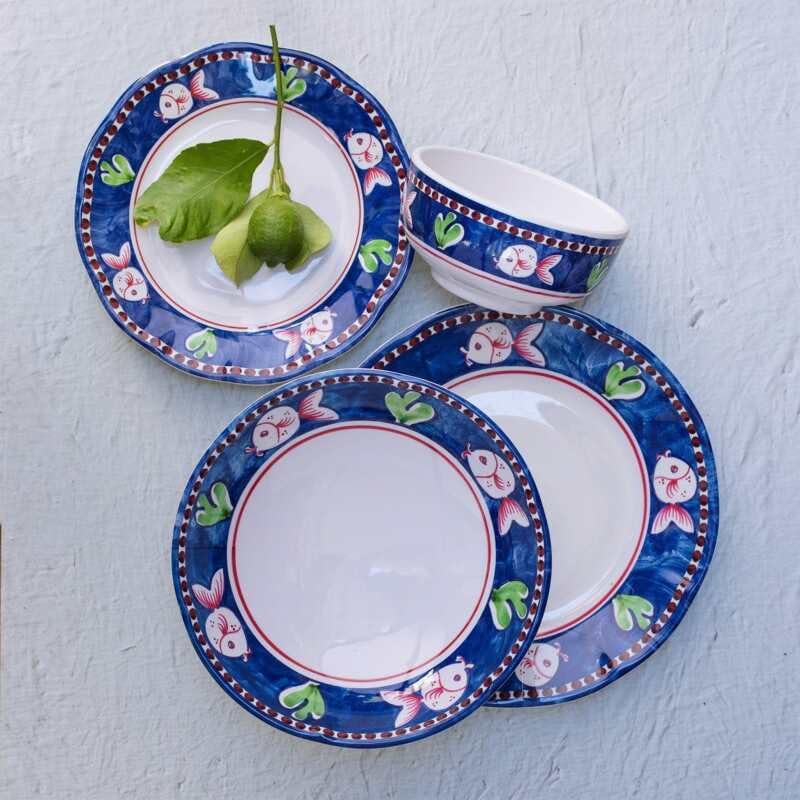 Vietri Vietri Melamine Campagna Pesce Pasta Bowl Lightweight Unbreakable Plastic Soup Salad Spaghetti Server  875 Inch Blue - Image 3