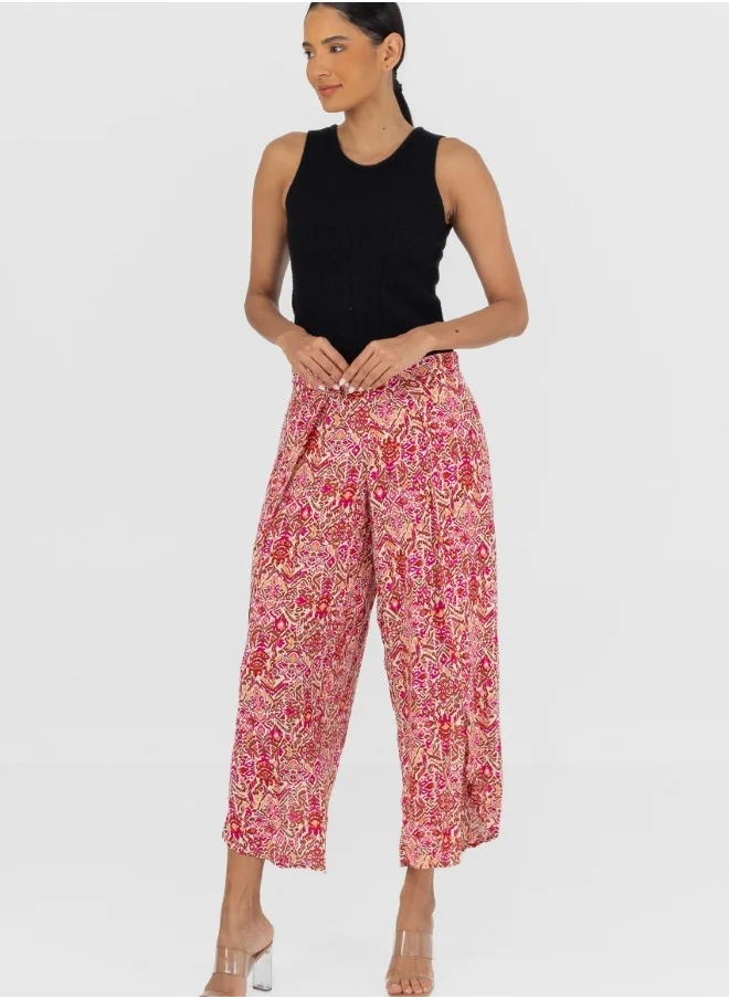 HaILYS Bohemian Print High-Waisted Wide Leg Pants