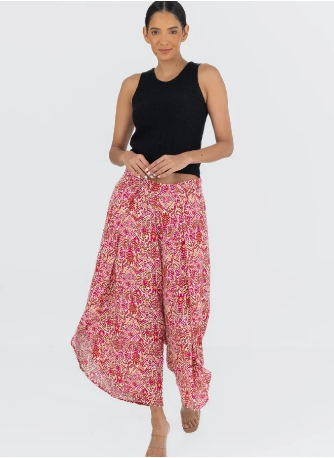 HaILYS Bohemian Print High-Waisted Wide Leg Pants