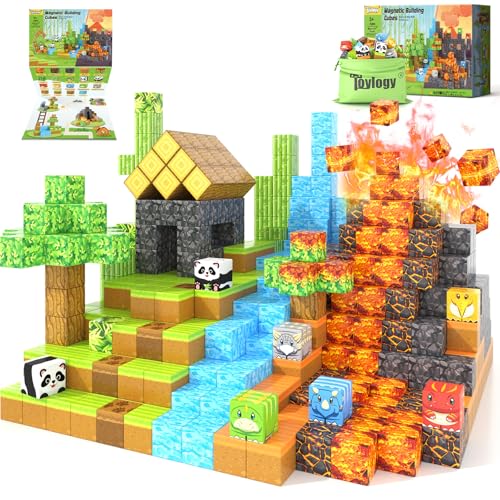 Toylogy Magnetic BlocksBuild Mine Magnet World Dinosaur Panda Toys Kids Games Toddler STEM Educational Sensory Dino Toys for Kids 35 57 Birthday Gifts for 3 4 5 6 7 8 Year Old Boys and Girls - Image 1