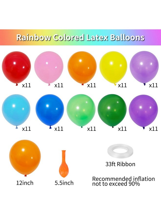 RUBFAC 110 Pack Rainbow Balloons, 12 Inch Assorted Colors Latex Colorful Balloons for Birthday Party Graduation Anniversary Baby Shower Wedding Decorations - Image 2