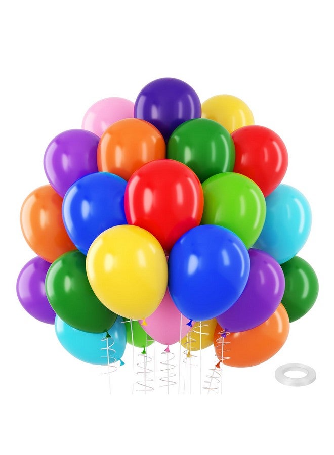 RUBFAC 110 Pack Rainbow Balloons, 12 Inch Assorted Colors Latex Colorful Balloons for Birthday Party Graduation Anniversary Baby Shower Wedding Decorations - Image 1