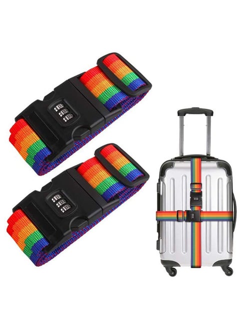 2-Piece Luggage Strap Belt With Digits Combination Lock Multicolour