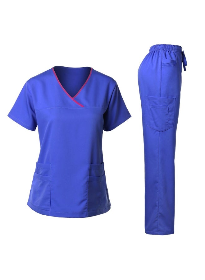 Loquat Womens Medical Scrubs Set Medical Uniform Set Royal Blue - Image 1