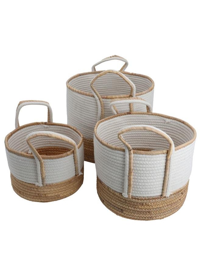 Alsaif Cotton Baskets Set 3 Pieces Beige White  - Image 1