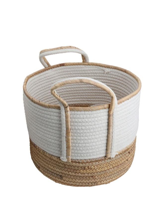 Alsaif Cotton Baskets Set 3 Pieces Beige White  - Image 3