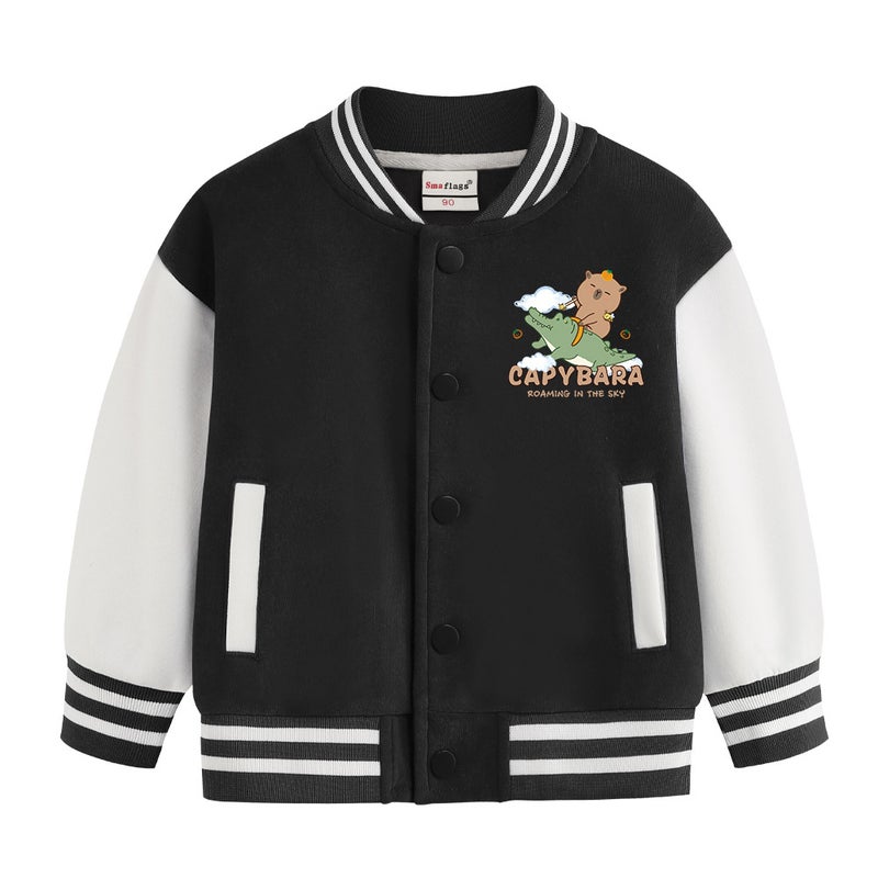 Boys And Girls Coat Thin Velvet Medium Thick Children'S Baseball Suit Boys All-Match Top - Image 1