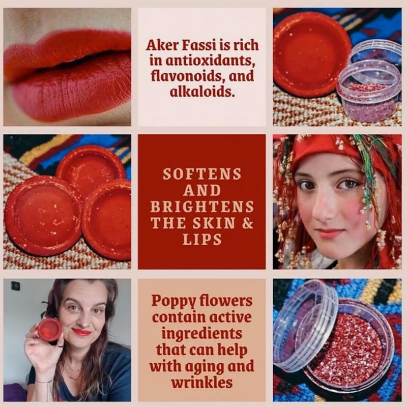 FERIHA Aker Fassi Moroccan Clay Pot Lip Stain â€“ Authentic Organic Lip & Cheek Tint, Long-Lasting Red Color, Buildable & Chemical-Free - Image 5