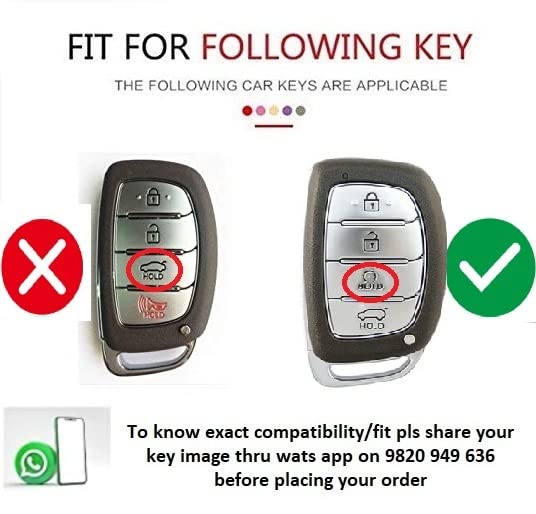 JVCV® Car Styling Soft Handmade Leather Key Cover Compatible with New Hyundai Alcazar and Creta 4 Button Smart Key (Black) - Image 2